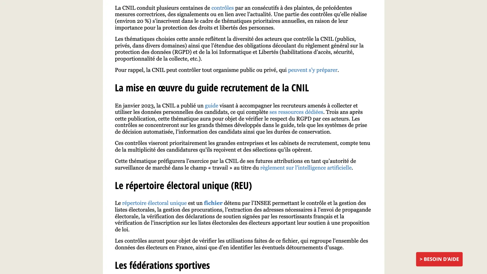 CNIL page « Les contrôles en 2026 », section « La mise en œuvre du guide recrutement de la CNIL » naming automated decisions, candidate information and retention periods